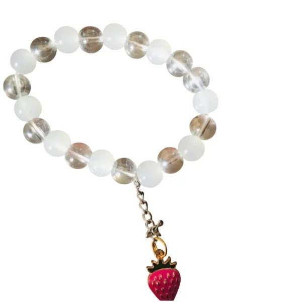 Crystal White and Golden Cherry Ring Bracelet