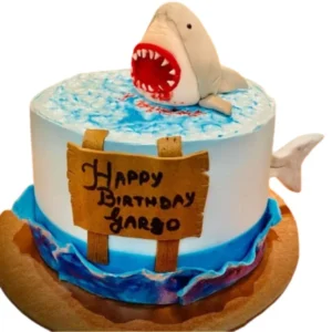 SHARK THEMED CHOCOLATE CAKE