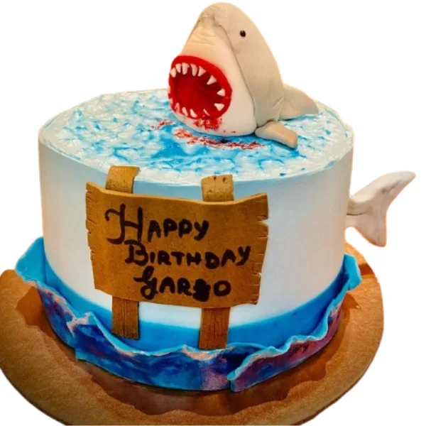 Shark Themed Chocolate Cake
