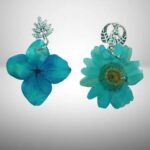 Epoxy Resin Oxidised Sea Green Flower Metal Earrings