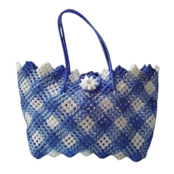 Handmade women blue hand bag
