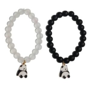white and black panda bracelet set
