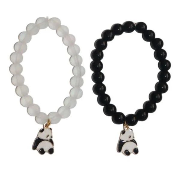white and black panda bracelet set