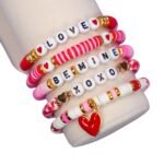 Premium Pink and Red Clay Love Bracelet