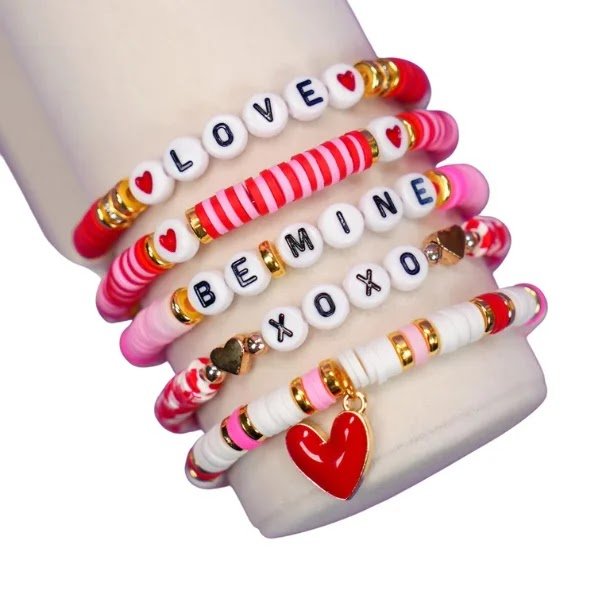 Premium pink and red clay love bracelet