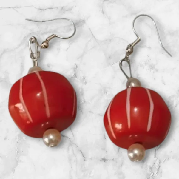 Stylish Handmade Beaded stainless still red Dangler