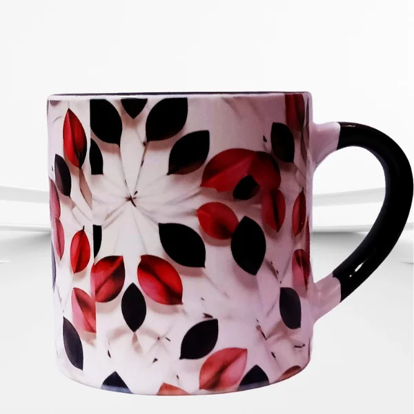 Black and red leaf Printed coffe Mug