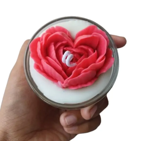 Small Heart Rose Bowl Candle