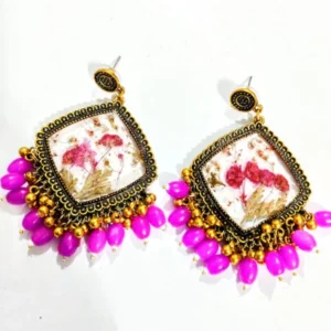 Preserved Cornflower Jhumka