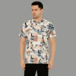 Henley Multi-Colour Printed T-shirt