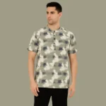 Henley Brushstroke Printed T-shirt