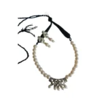Single Line Pearl Oxidised Necklace