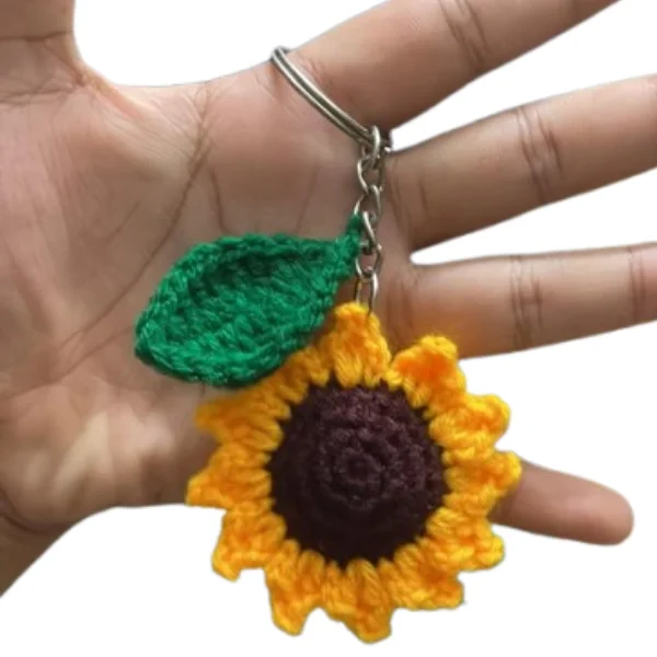 Sunflower Crochet Keychain